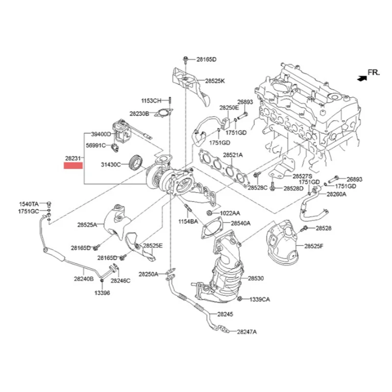 

28231-2GTA1 TD04L6 Turbo Cartridge CHRA for Hyundai Sonata 2015-2018 DOHC-TCI/GDI 282312GTA1 90124-01050 9012401050