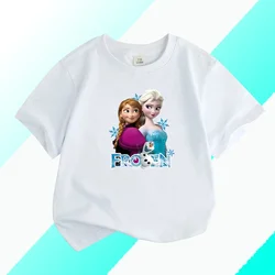 Anime Frozen Kids Clothes Summer The Snow Queen Print Soft T-shirts Boys Girls Fashion Outfits Sets Children Gift Clothing