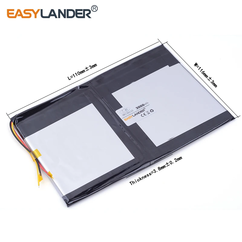 7.4V 3000mAh 38116110 Lithium Polymer Li-Po Rechargeable Battery For Tablet PC Power bank GPS PSP DVD PAD DIY E-Book