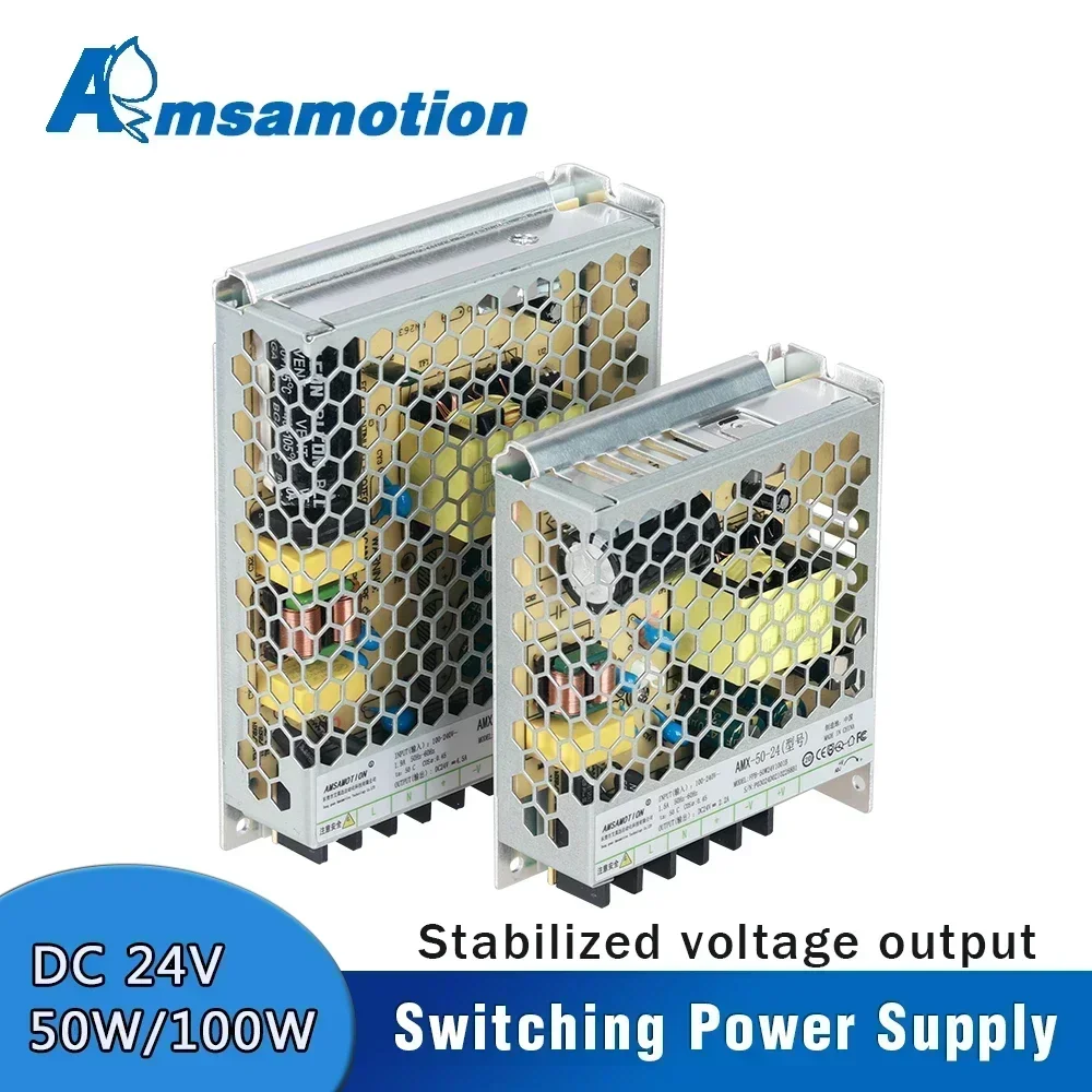 AMSAMOTION Konvertiert AC 220V in DC 24V Schaltnetzteil AMX-50-24 50W AMX-100-24 100W Transformator 2,2-4,5A Industriell