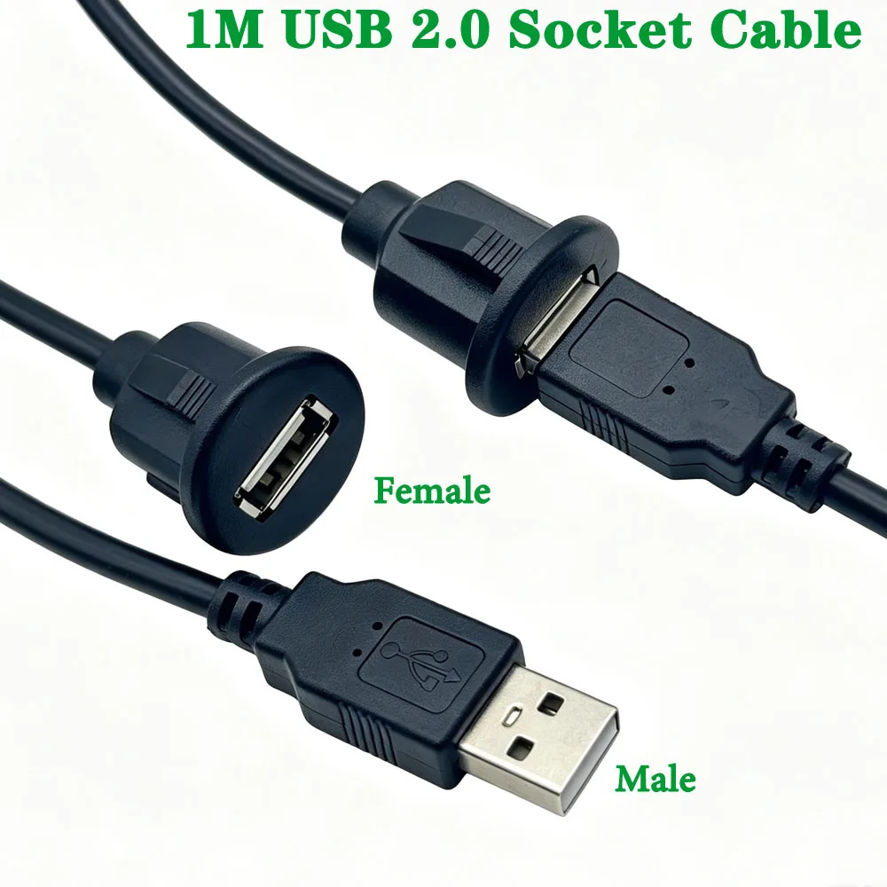 

For Car Dashboard Installation Extension Cable Usb 2.0 Male to Female Socket Panel Single Port Waterproof Line Adapter