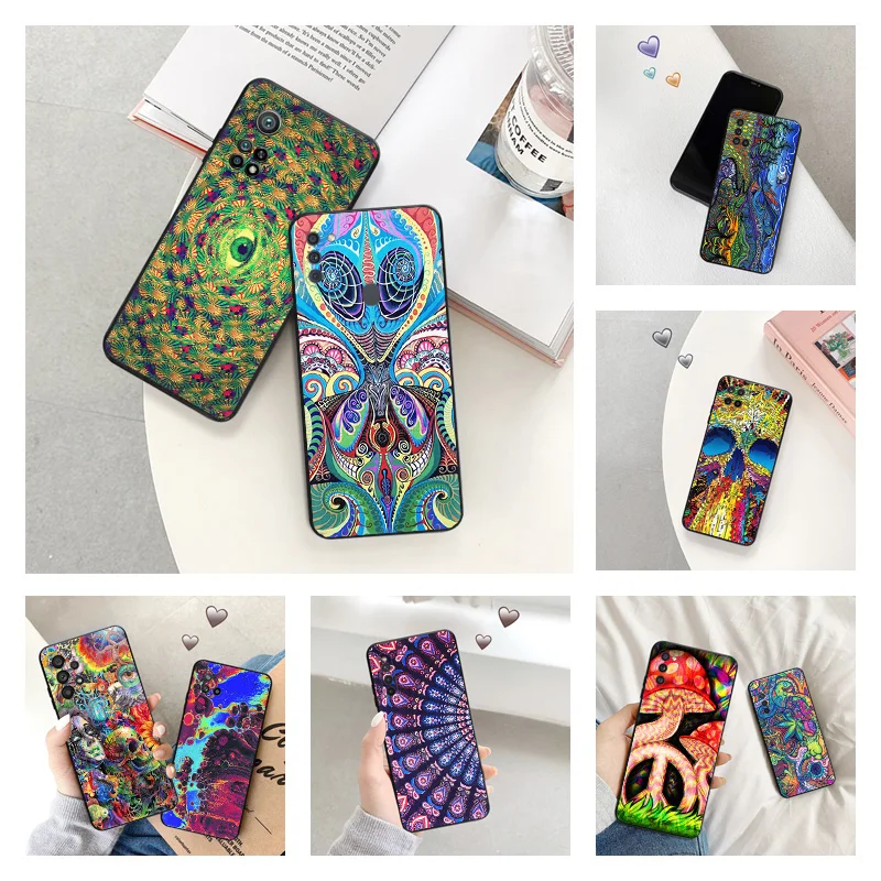 Phone Case for Samsung A40 A51 A52 A53 A54 A71 A72 A73 A74 A41 A42 A31 A32 A33 A34 Abstact Trippy Psychedelic Art Silicone Cover