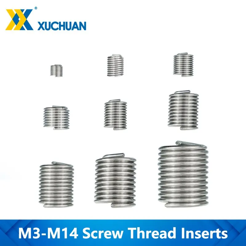 Screw Thread Inserts M3-M14 1.5D-2.0D For Restoring Damaged Threads Tool Stainless Steel Repair Tool Thread Repair Insert Kit