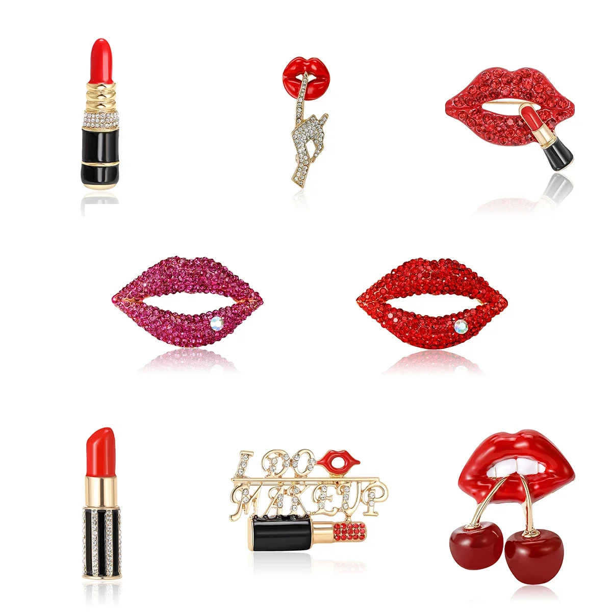 Beautiful Lipstick Lips Brooches for Women Unisex Glamour Pins Multi-color Available Casual Party Accessories Gifts