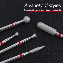 1/5Pcs Red Diamond Nail Drill Bit Milling Cutter for Manicure Electric Rotary Burr Cuticle Tools Accessories