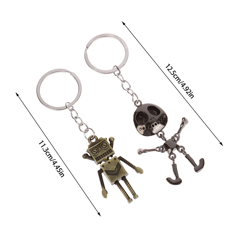 Movable Skeleton Key Chain Metal Robots Car Key Ring Pendant Backpack Charms Bag Decor Accessories Friend Gift