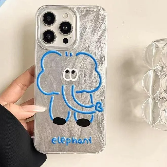 

Cute Cartoon Blue Elephant Phone Case For iPhone 17 Pro Max 17 Air 16 15 14 11 13 12 Pro Max XSMax XS XR X Trend Hard Back Cover