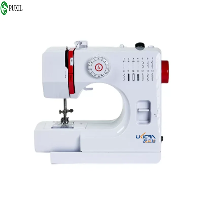 728 Mini Sewing Machine 14 Needle Electric Sewing Machine Multi functional 14 Thread Double Needle