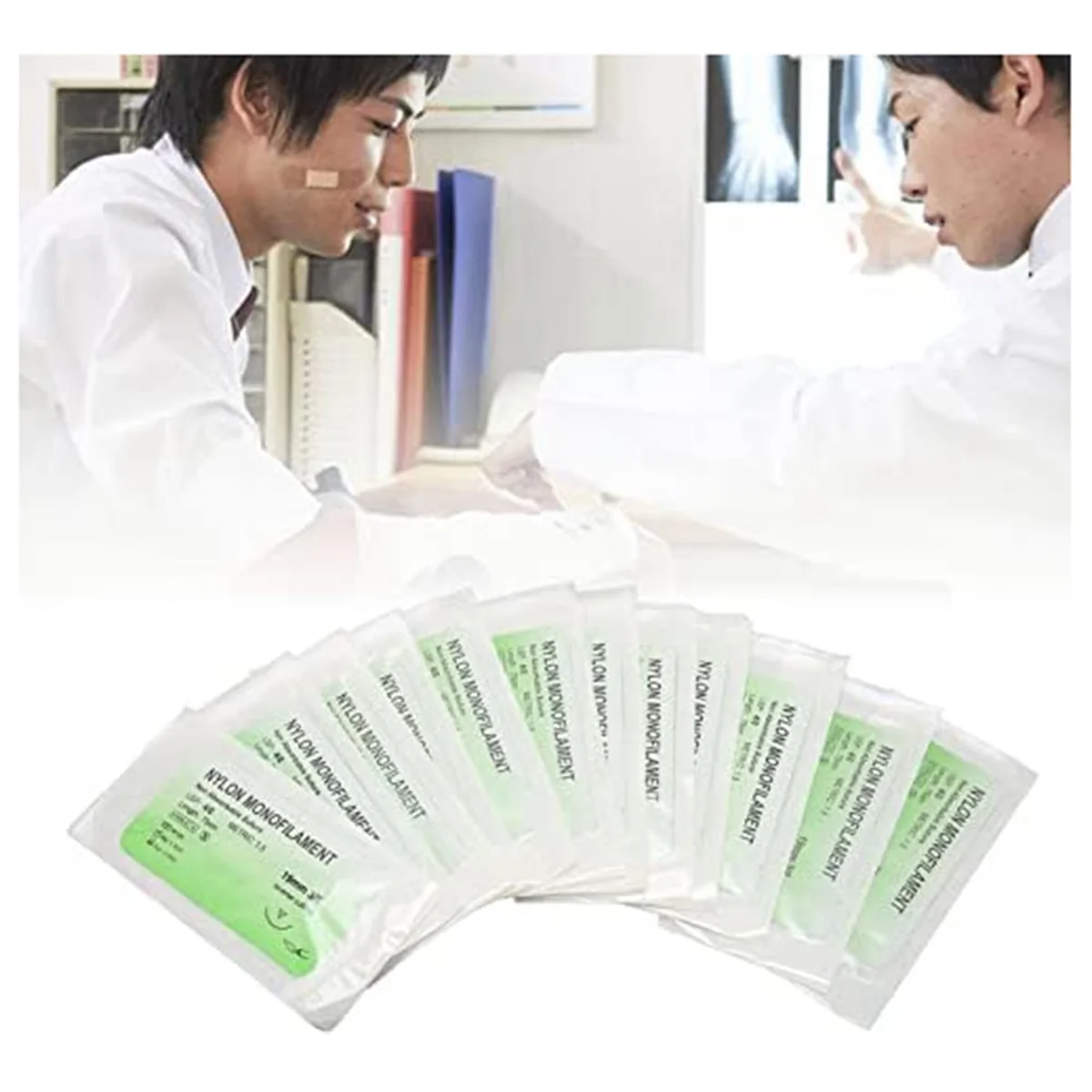 Kit Latihan Menjahit 12 Buah Benang Latihan Menjahit Paket Individu Set Benang Jahit dengan Jarum Melengkung dan Bahan Nilon