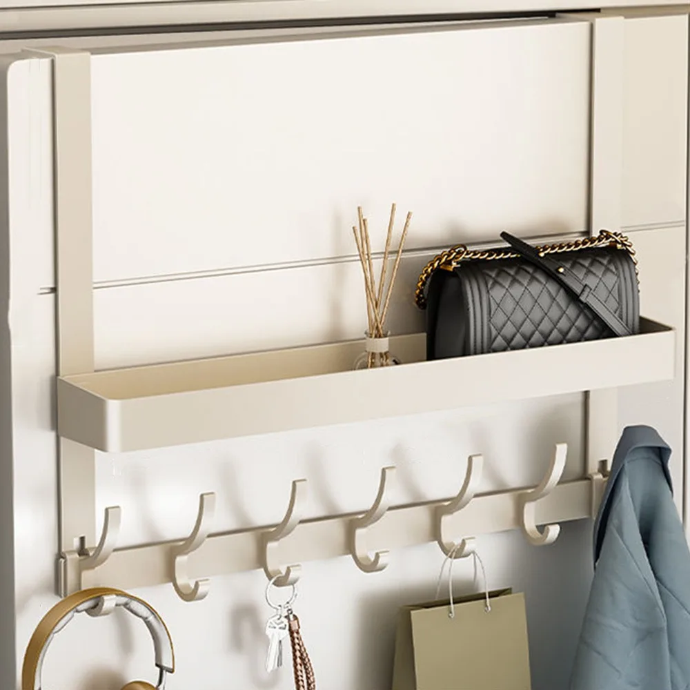 

Strong Load-bearing Door Rear Storage Rack Double-layer No Drill Clothes Hanging Holder Space Saving Rust-proof