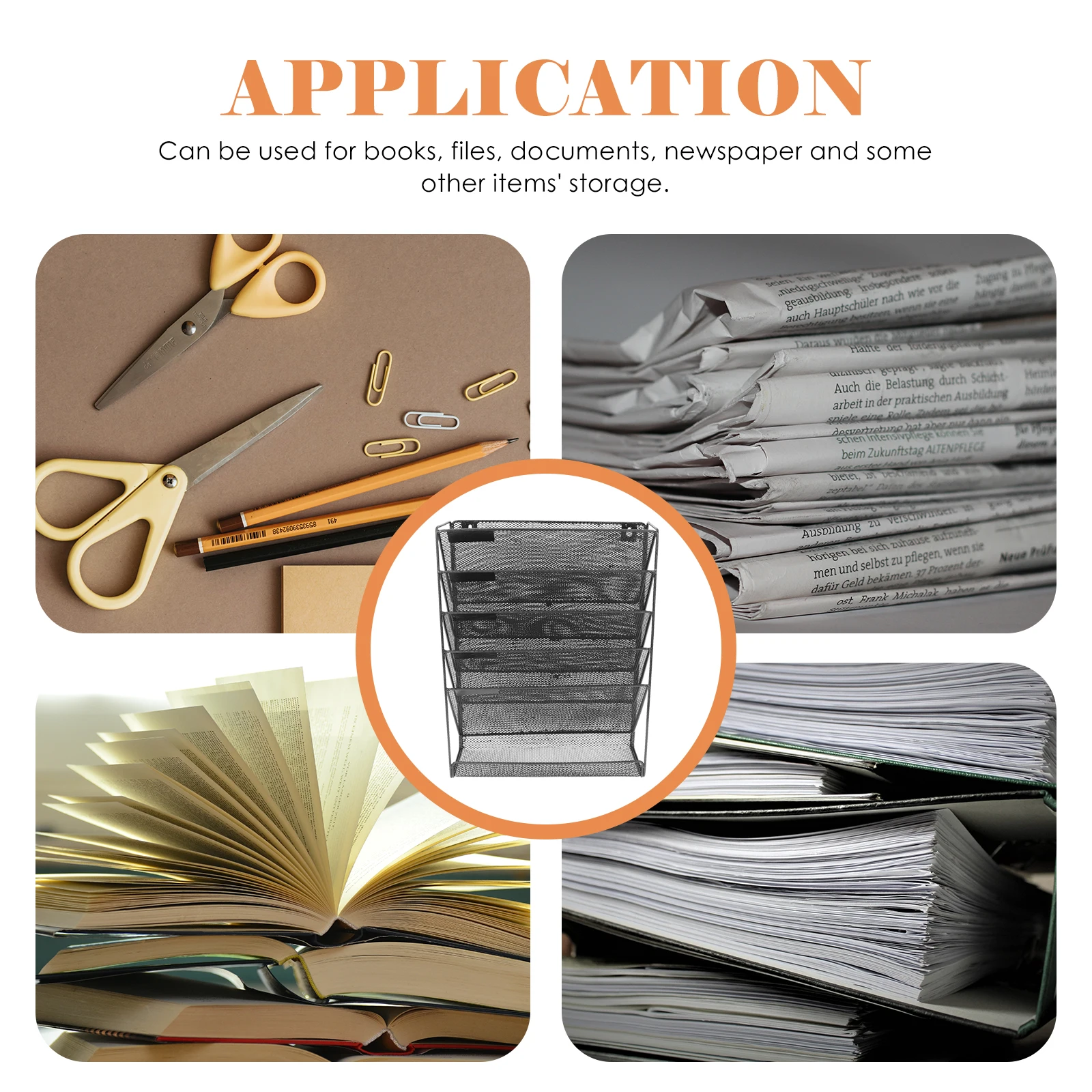 

Wall Mounted File Rack Organizer for Office Magazine Storage Document Multi-layer