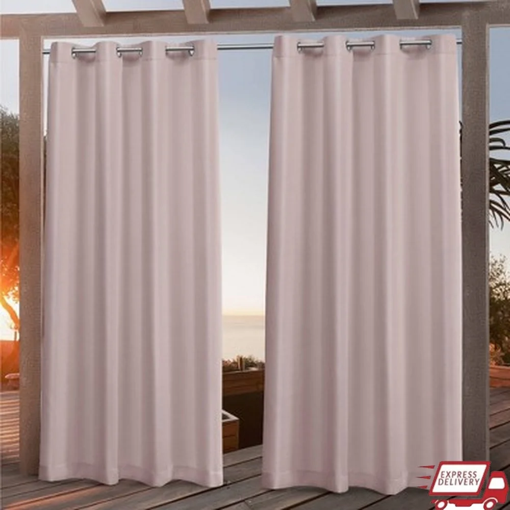 

Set of 2 Light Filtering Canvas Grommet Top Curtain Panels Water Repellent Mildew Resistant Modern Indoor Decor 108x54 Inches