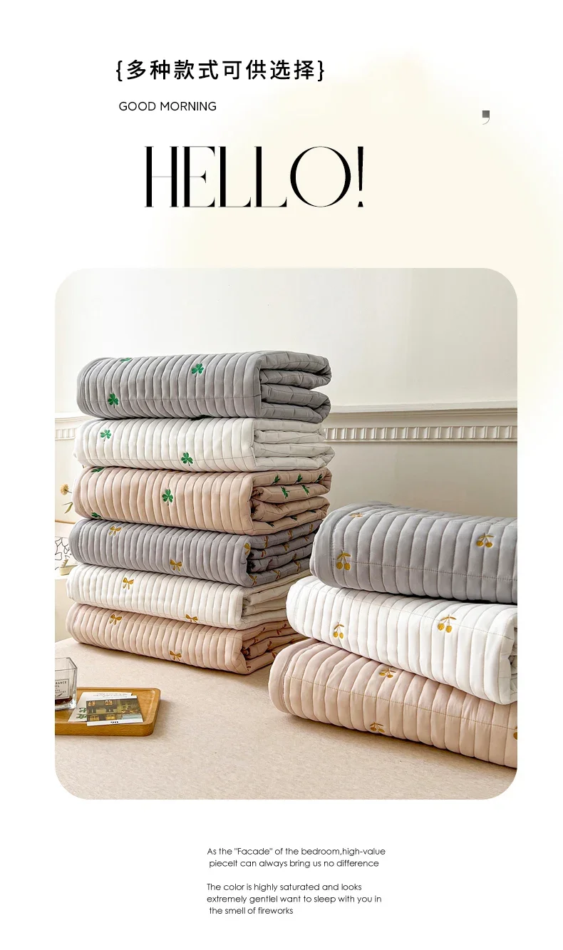 Spring Autumn Comfortable Durable Mattress Toppers Soft Breathable Soybean Fiber Filling Bed Pads Keep Warm Quilted Mattress Pad