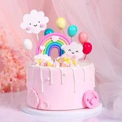Smiling Face Cloud Rainbow Cake Topper Birthday Cake Baby Shower Kids Christening Birthday Party Wedding Cake Topper Decoratings