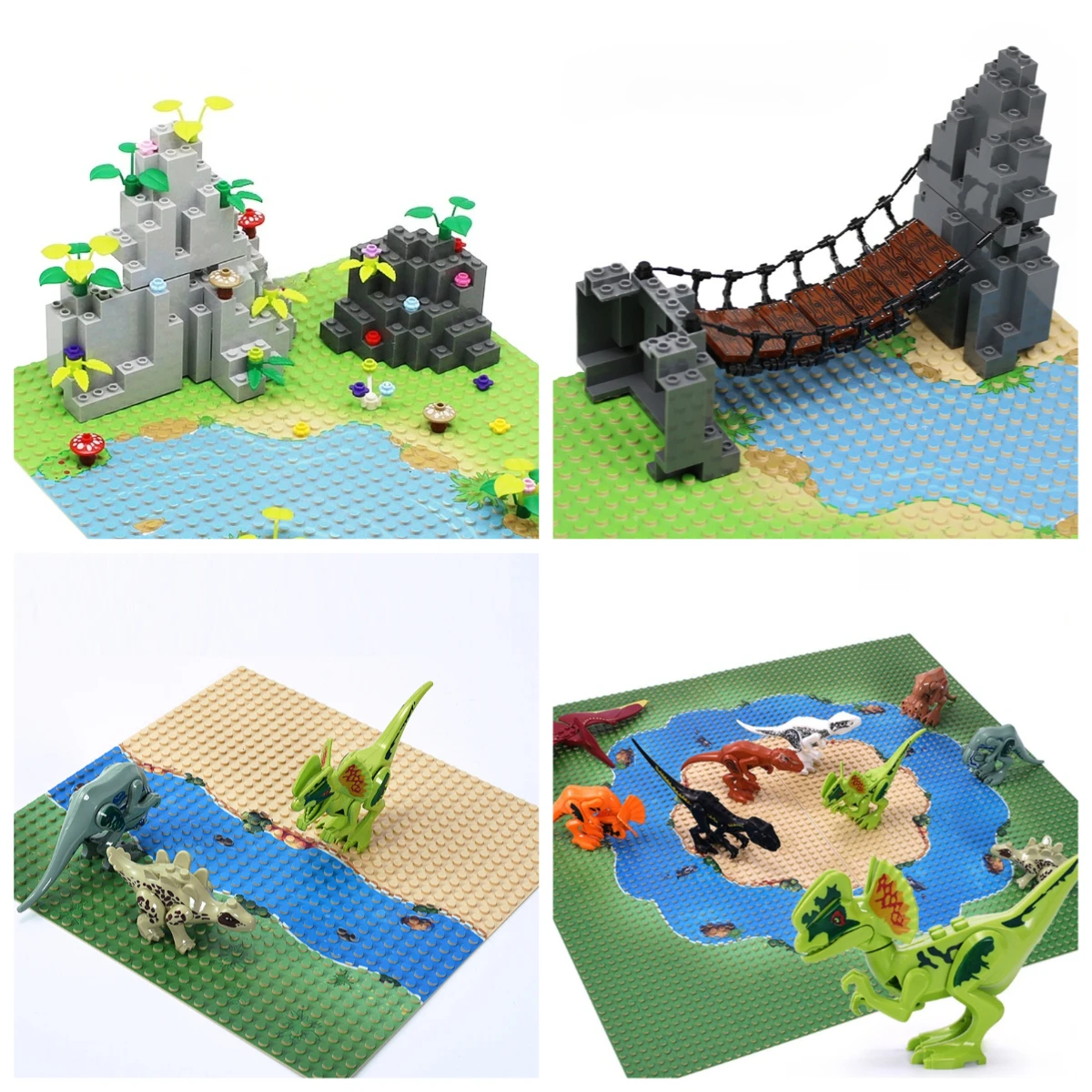 

Детские строительные блоки с островом, лугом пустыни, рекой и военными теми, компоненты сборки для праздничных подарков для мальчиков