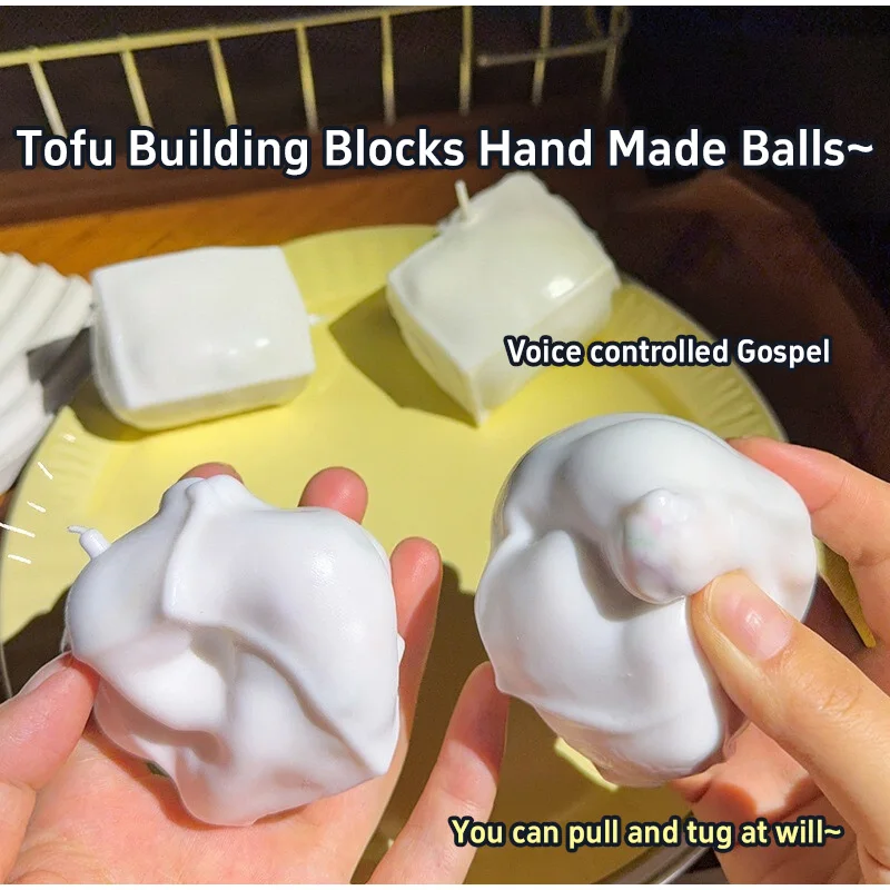tofu-shaped squishy beads, self-made crunchy stress relief squishy toys satisfying sound effects for filling building blocks