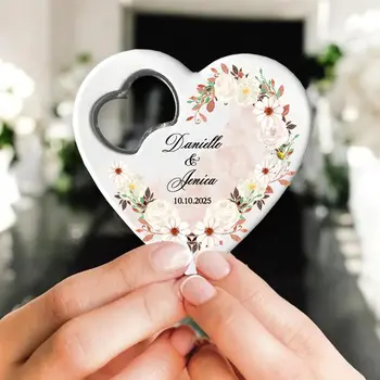 Bílý otvírák na lahve ve tvaru srdce s magnetem, personalizovaný otvírák na lahve pro svatební dárky pro hosty, dárky na rozlučku se svobodou 12 nejlepší prodej magnetické svatební dárky - №2