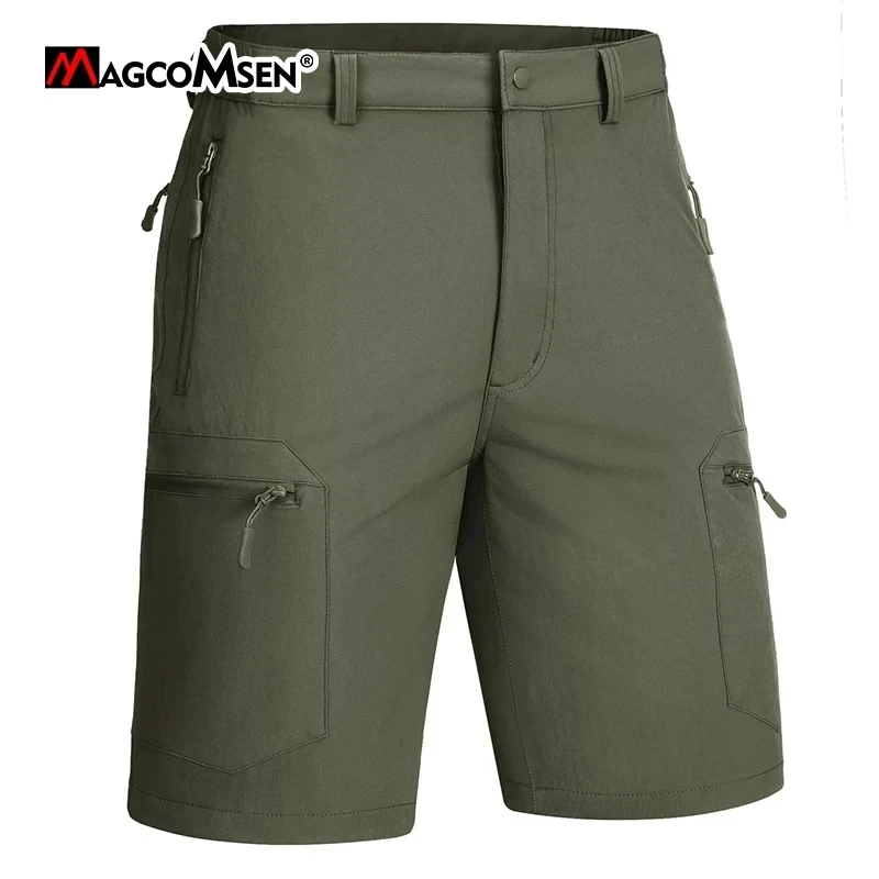 MAGCOMSEN Summer Quick Dry Men's Shorts Working Travelling Short Pants with 5 Zipper Pockets