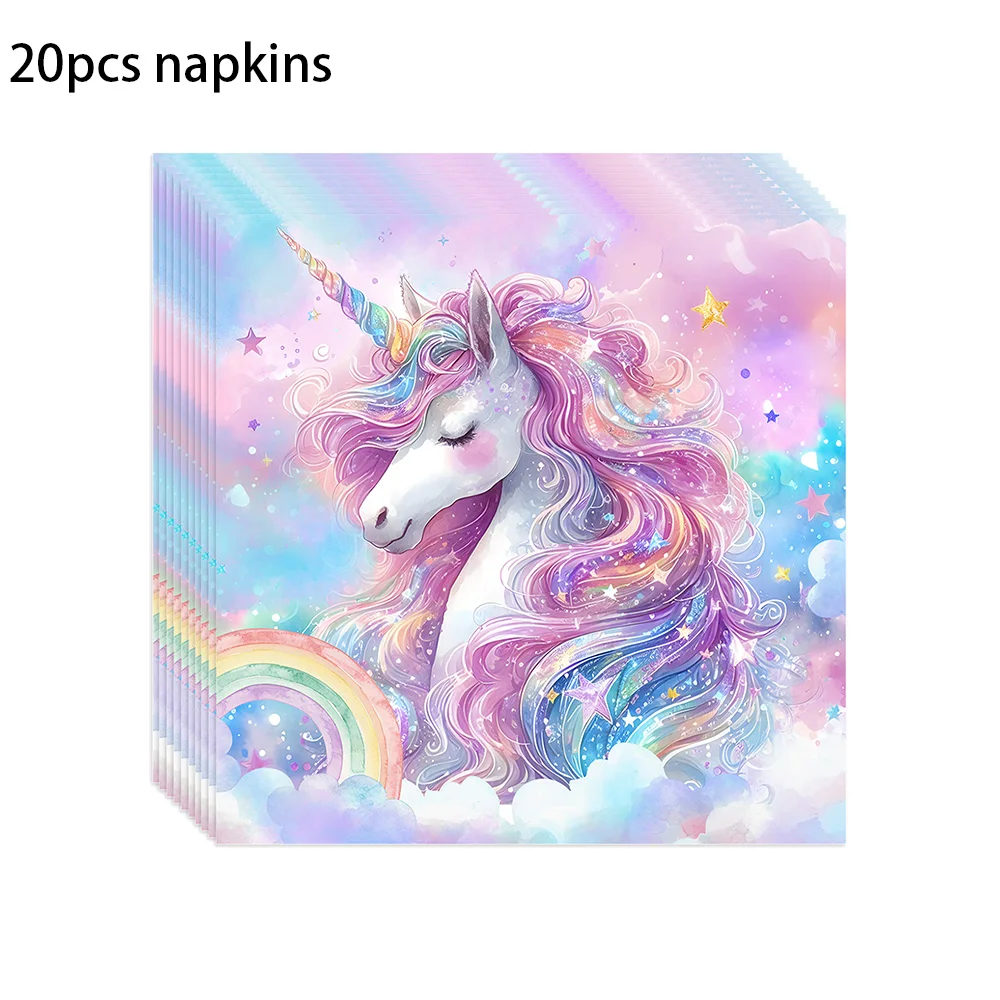 Unicorn Party Disposable Tableware paper cup Plate Napkin Unicorn Birthday Party Decor Kids Birthday Party Supplies Baby Shower view 5