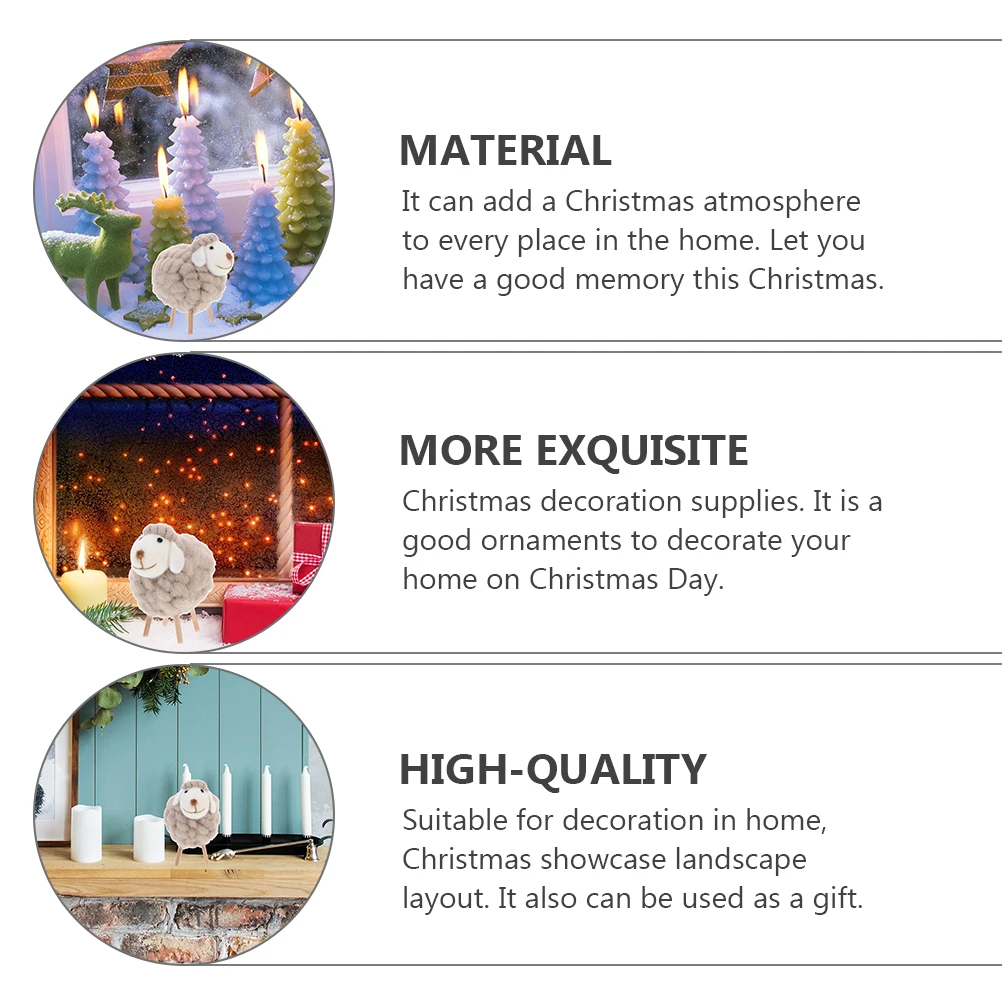 

2Pcs Lovely Felt Sheep Christmas Ornaments Safe for Pets Home Decor Felt Sheep Figurines Christmas Decoration