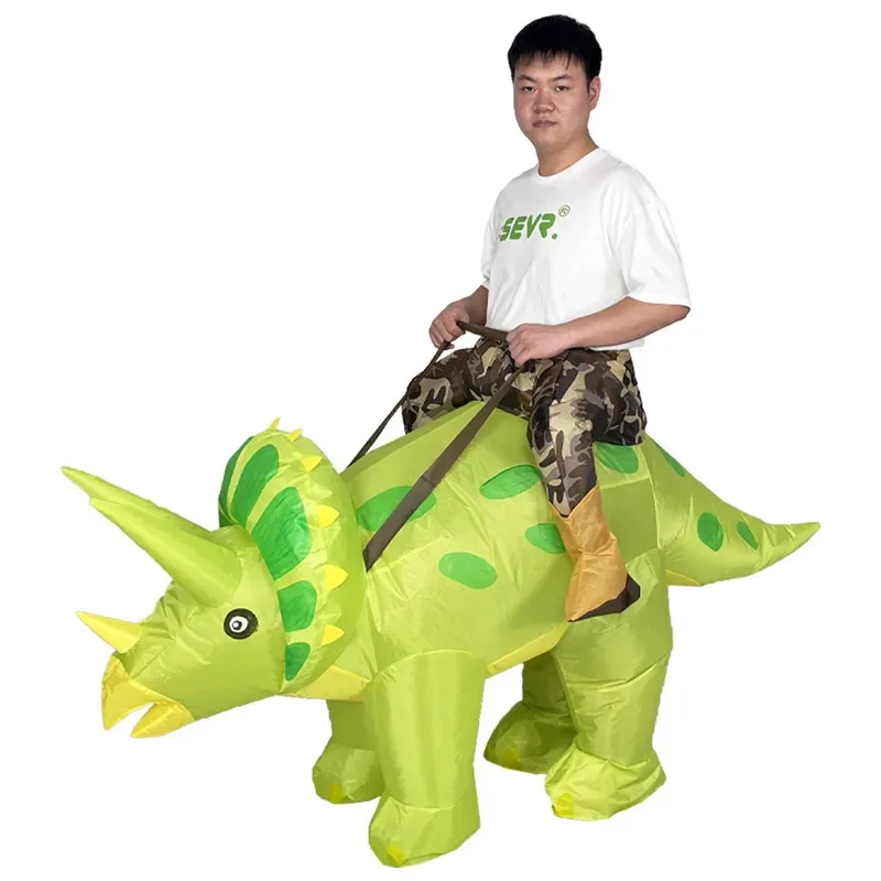 Tri-Dragon Inflatable Costume Cute Cartoon Dinosaur Suit for Children's Day School Sports Performance Halloween Party Outfit