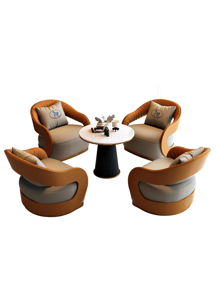 

Leather Sofa Beauty Salon Hotel Lobby Sales Office Rest Area Negotiation Occasional Table and Chair