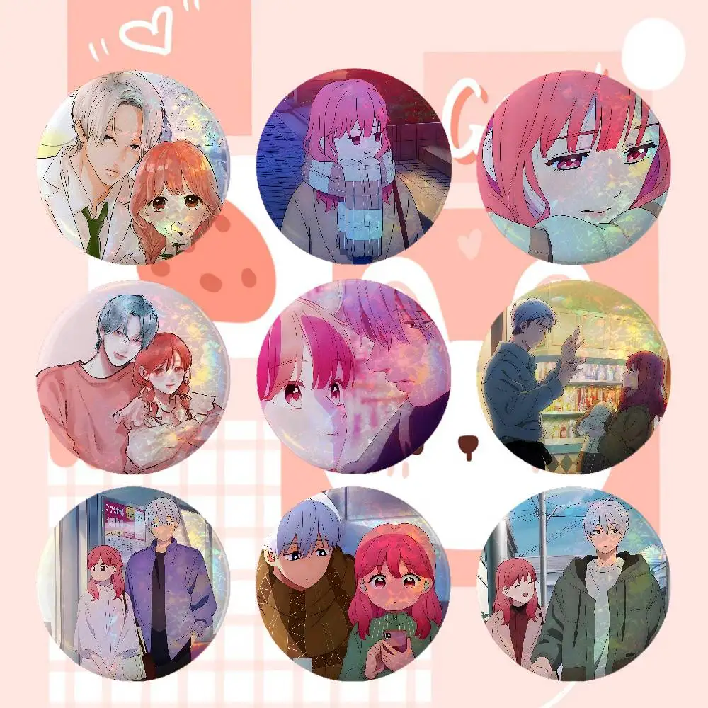 Anime A-Sign Of AffectionS Cute Anime Game Laser Double Flash Tinplate Badge Cartoon Character Pin Brooch Fan Collectible Cospla