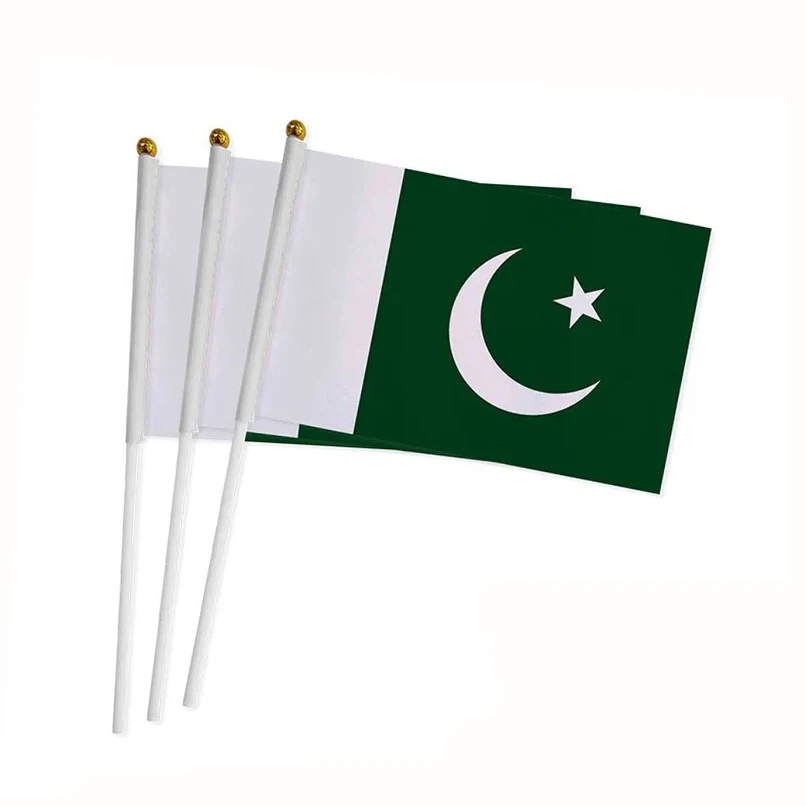 Pakistan Hand Flag 14*21cm Pakistani National Flag Small Hand Held Waving Flag Indoor Outdoor Home Decor