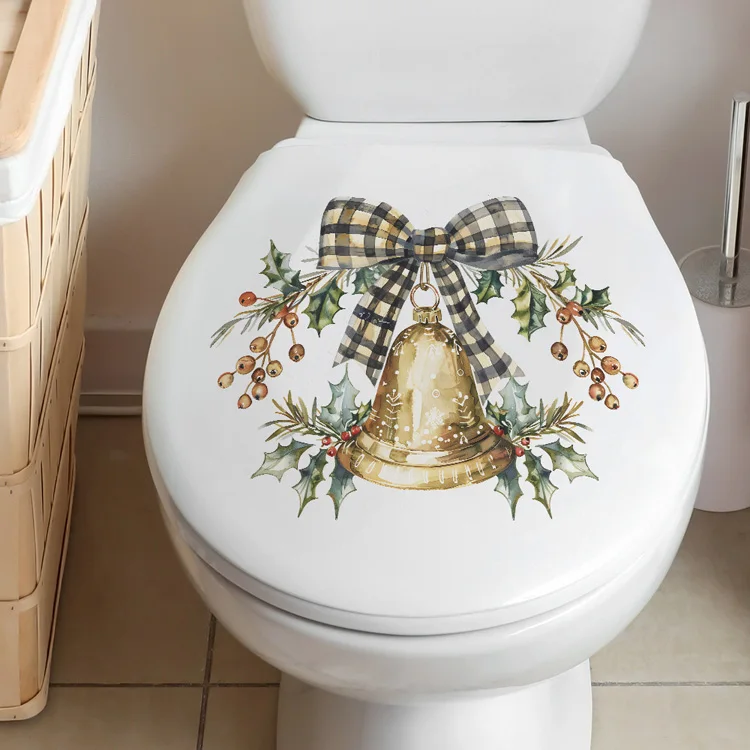 Kreativer Schleifen-Glocken-Wandaufkleber für Badezimmer, Toilette, Weihnachtsdekoration, Wandbild für Zimmer, Schrank, Festdekoration, selbstklebende Aufkleber – Detail 5
