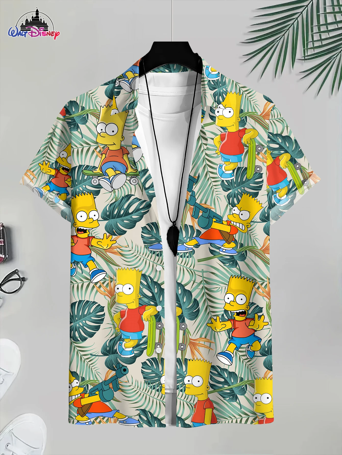 Fashion Casual Men's 3D Print Mickey Mouse Shirt: Summer Surf Graphic Hawaiian Button - Down