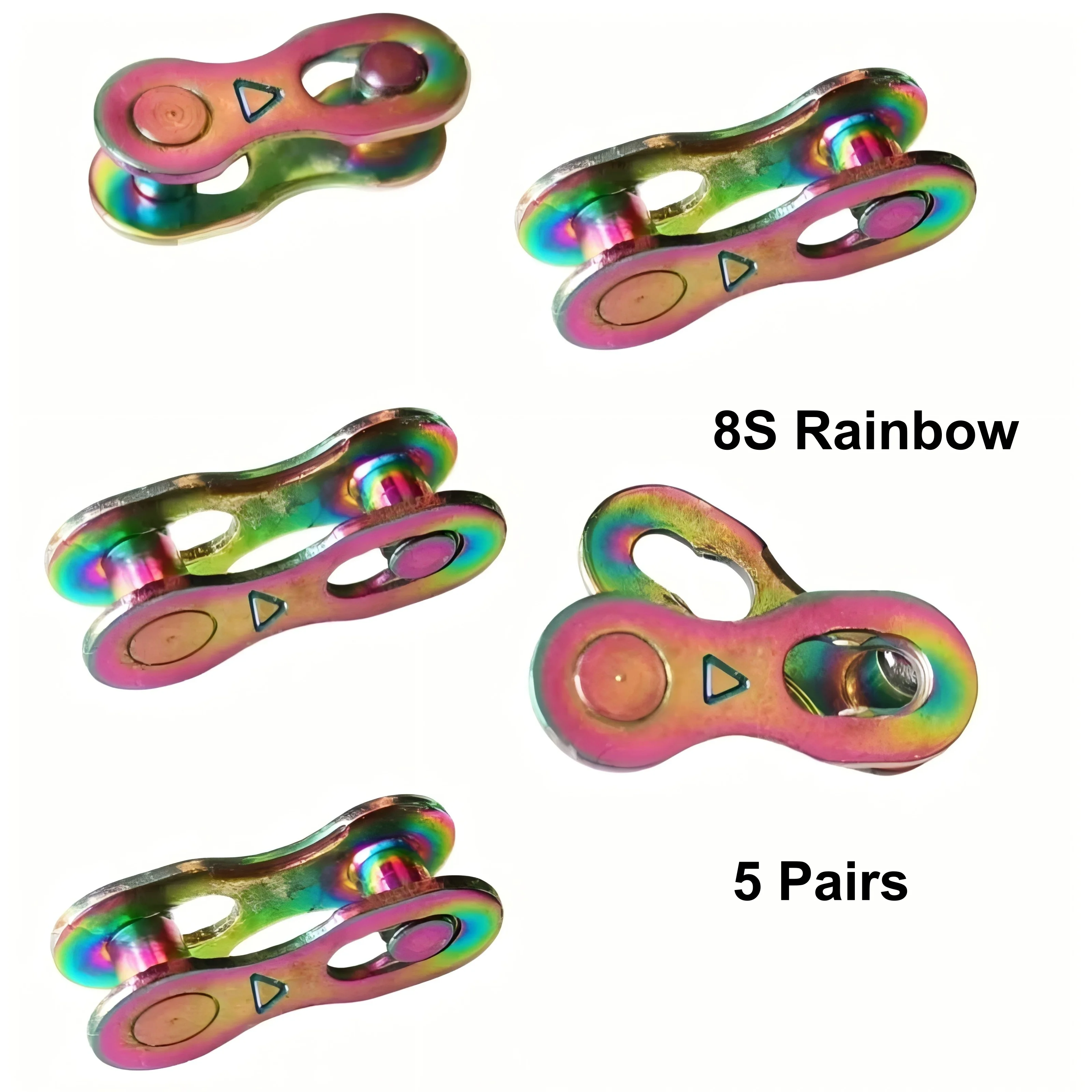 5 Paar Fahrrad-Kettenverbindungsstücke für 1-, 6-, 7-, 8-, 9-, 10-, 11-, 12-Gang-Ketten, CP, Gold & Regenbogenfarben – Detail 11