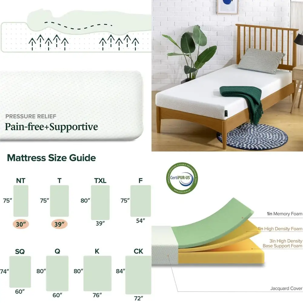 

Матрас из пены с эффектом памяти средней жесткости 5, двойной размер, без стекловолокна, подходит для дневников, выдвижных и двухъярусных кроватей, сертифицированная пена и ткань