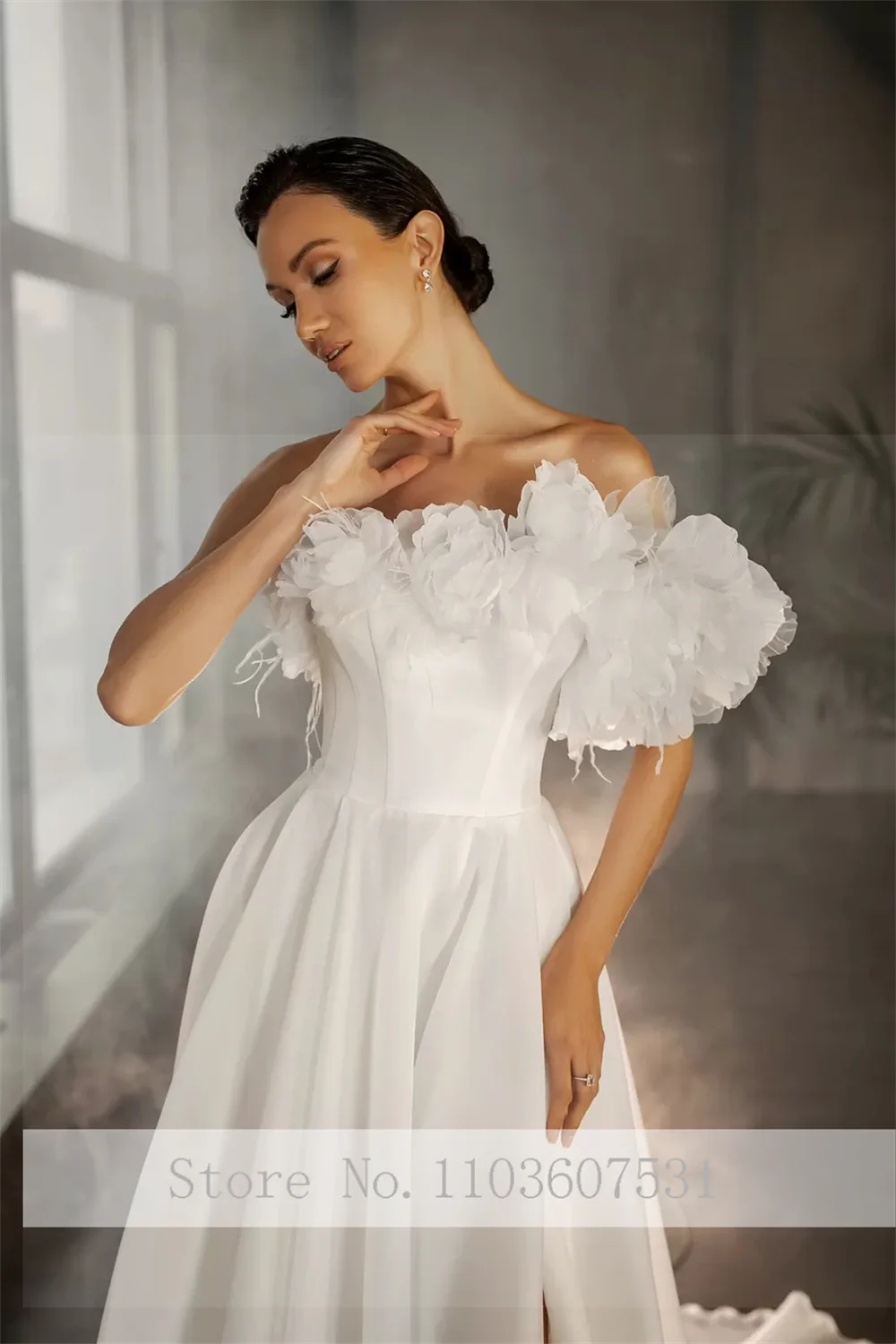 Modesto abito da sposa con spacco laterale a trapezio con una spalla per le donne abito da sposa da sposa in raso vestidos de novia