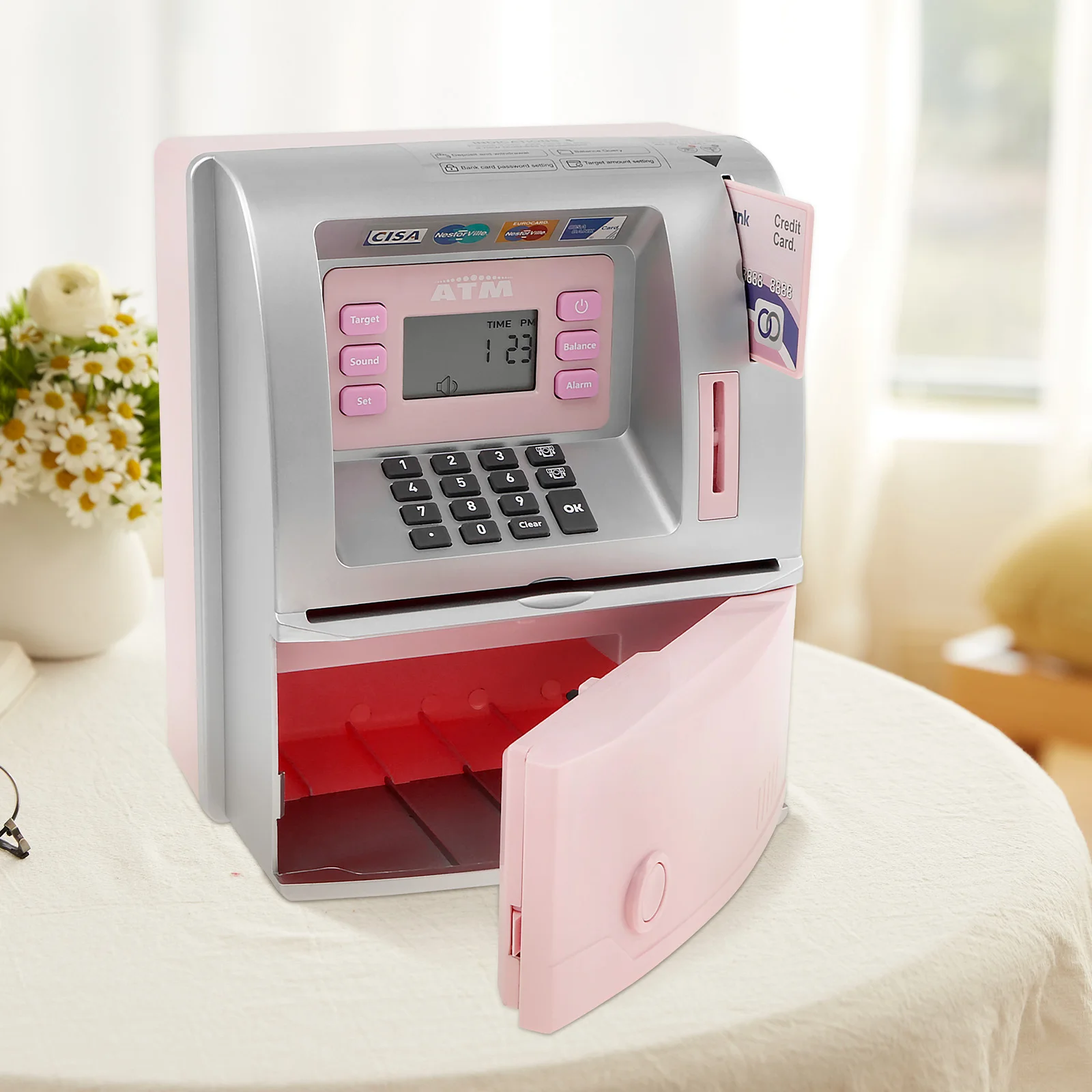 ATM Cash Coins Piggy Bank Password Money Box Automatic Deposit Banknote ATM Bank Safe Box Electronic Savings Safe Christmas Gift