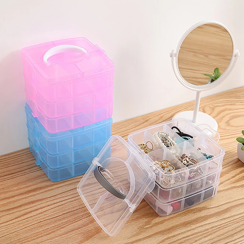 Three-layer Detachable Transparent Jewelry Storage Box For Necklace Ring Earrings Cosmetics Handheld Large-Capacity Organiser