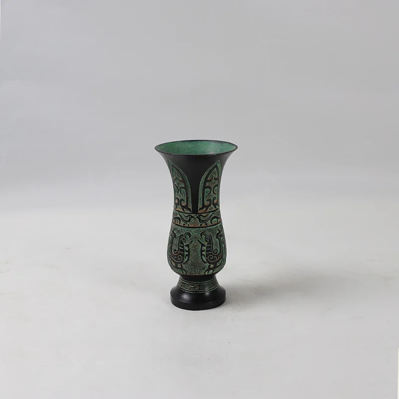 سلالة تشو الغربية الأب جينغ جي العتيقة البرونزية الحرفية فينيكس الطيور الموز ورقة كأس النبيذ غير قابلة للشرب هدية اللعب جمع