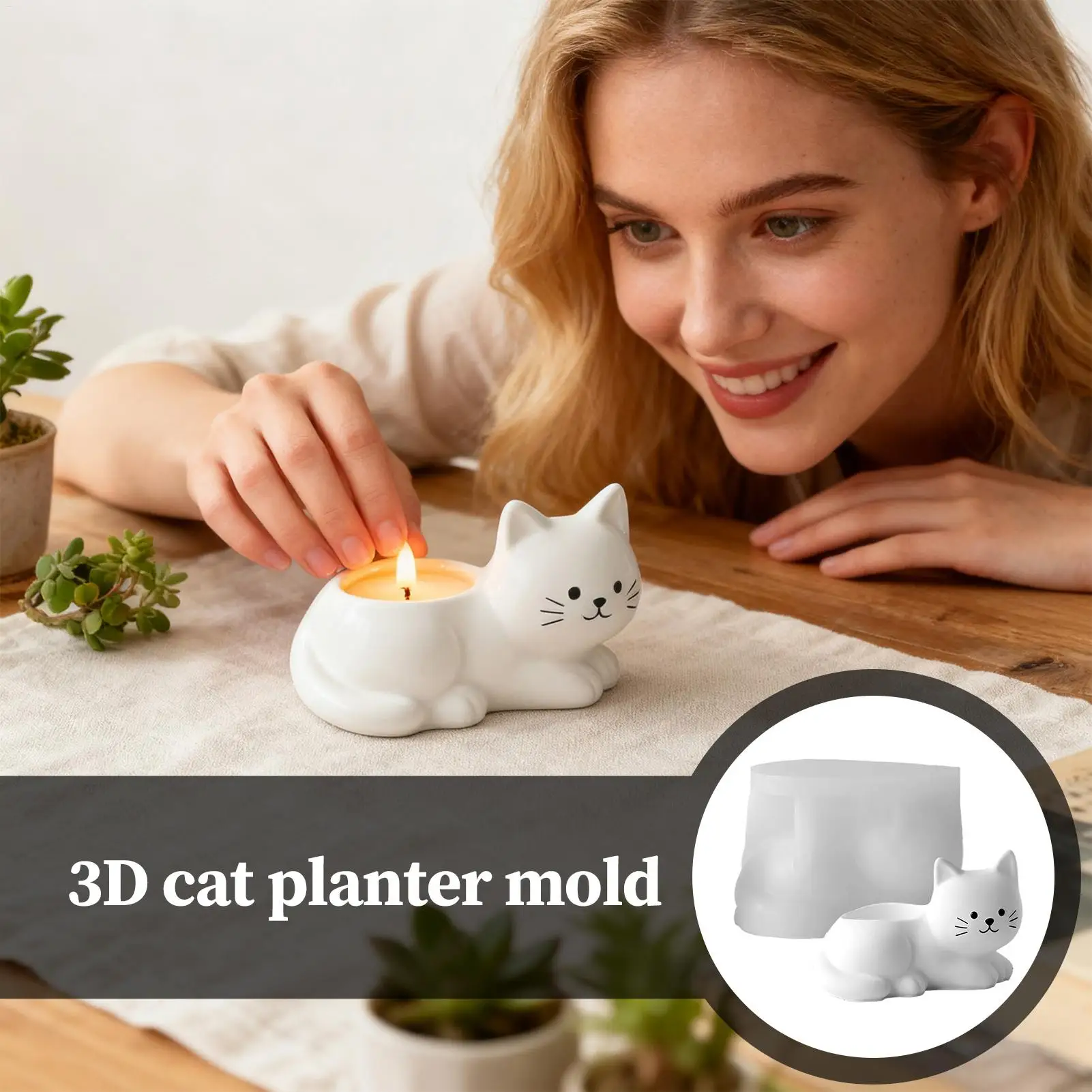 

Цементные формы 3D животные эпоксидная гипсовая глина кошка свеча держатель ручки форма для домашней вечеринки искусство ремесла друг семьи