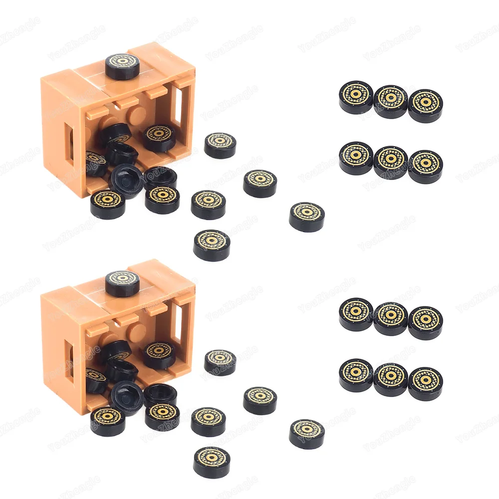 Gold Concentric circles Grill Pattern Building Block 98138 Printed 1x1 MOC figures Party Speaker Accessories set Model Gift Toys