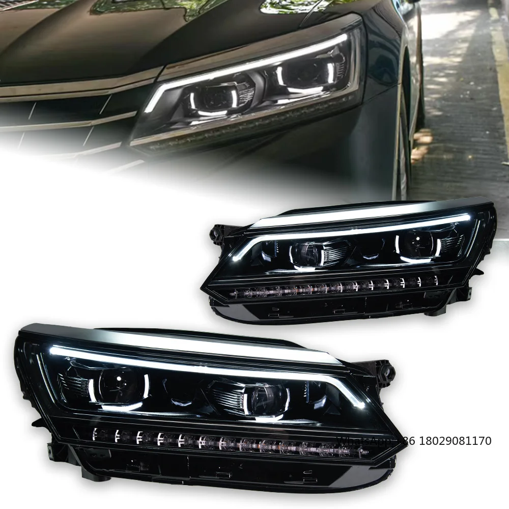 

Автомобильные фары для VW Passat B8, линзы проектора, 2016-2018, динамический сигнал, светодиодные фары Drl, автомобильный аксессуар