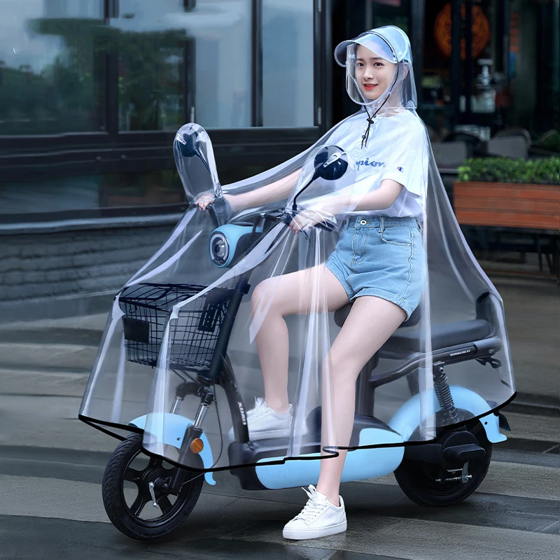 Cycling Rain Coat Jacket Capes Rain Poncho Hooded Mobility Scooter Rain Cover Motorcycle Transparent Long Full Body Waterproof