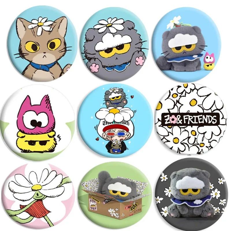 Popular Male Singer Quan Zhilong Cartoon Cat Collaboration Brooch Badge for Backpack Clothing Hat Accessories Kids Gift