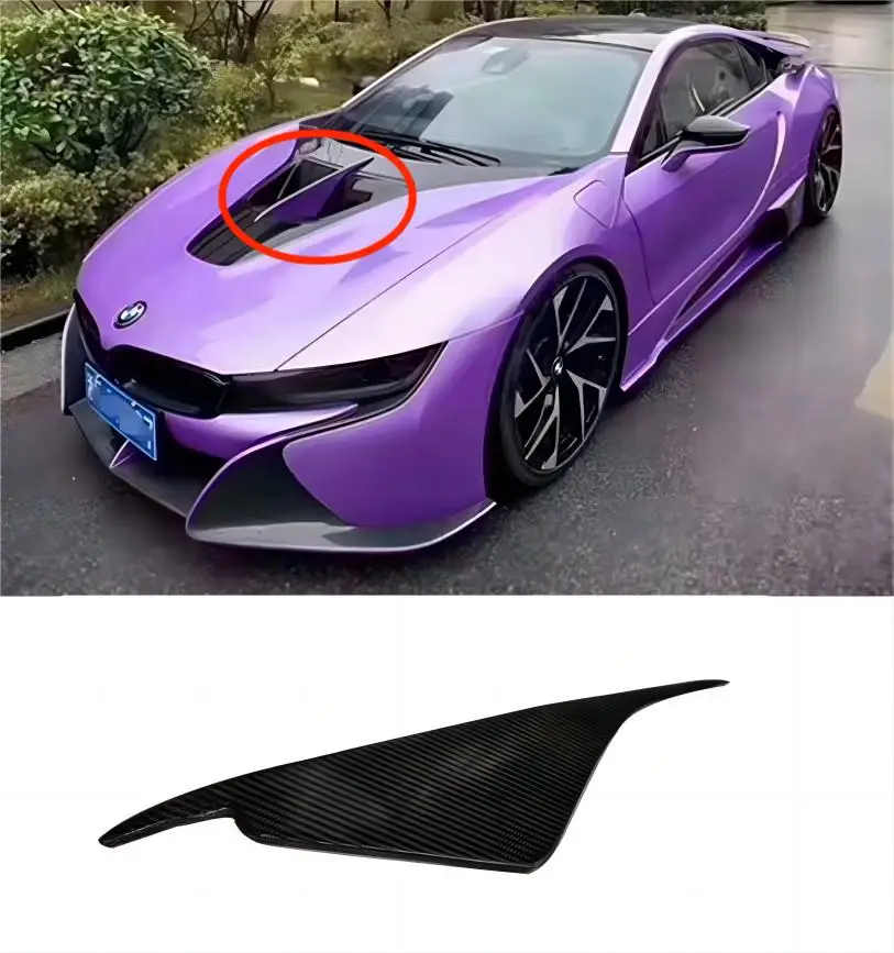 

Carbon Fiber FRP Unpainted Front Hood Bonnet Splitter Spoiler Trim Air Intake Accessories For BMW I8 2014 -2019