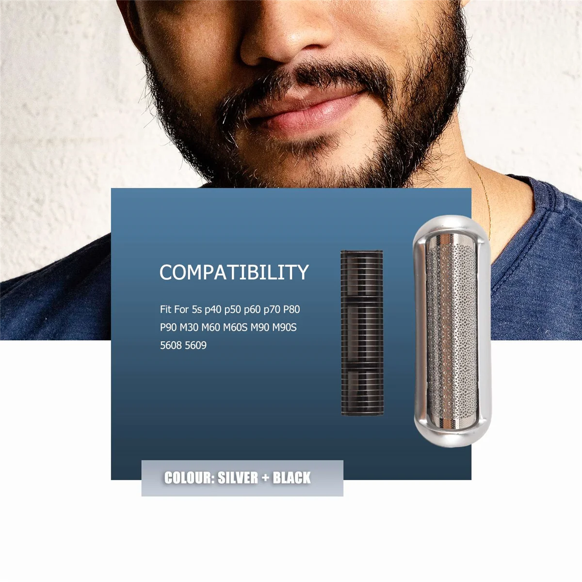 Kit de folha de cortador de lâmina de barbear, substituição ecológica para cabeça de barbeador para braun 5S p40 p50 p60 p70 p80 p90 m60 m90s