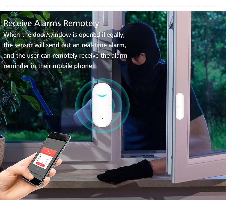 Window Door Alarm Sensor Kerui Security Systems for Home Assistant Tuya Opening Sensor Smartlife Residential Alarms Wifi Zigbee