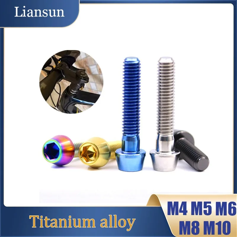 

1-5Pcs TC4 Titanium Bolts Hexagon Socket Screws M4 M5 M6 M8 Allen Key Taper Head Screws for Bicycle Motorcycle Car Fasteners