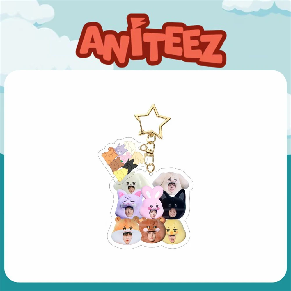 Korean Boy Group Ateez Keychains Aniteez Head Acrylic Pendant Keyring Hongjoong Seonghwa Yeosang Accessories Gift