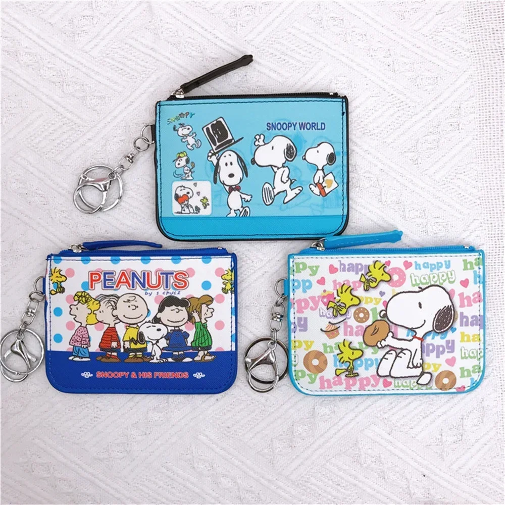 Snoopys Széria Gúnyrajz aranyos bőrből rty jogosultja keychain wallets Pénzdarab Női táska kawaii Mali Gyakorlati Erszény gyerekeknek toys vel keychain