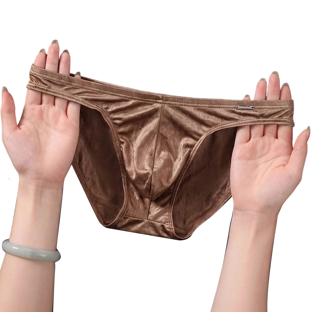 High Stretchy Briefs Men Flowing Briefs For Daily Use 70 Polyester 30 Spandex Flowing Glossy Fabric U-shaped Pouch Design