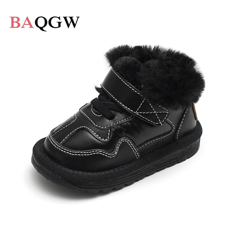 Scarpe calde imbottite in cotone per bambini per 0-2-3 anni stivali da neve per bambini invernali scarpe bianche Casual con punta tonda per bambine