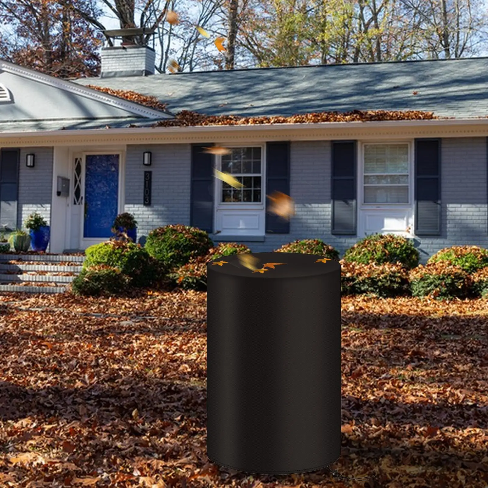 

Rain Barrel Cover 55-Gallon Waterproof Drum Cover With Drawstring All Weather Snow Buckets Screen For Equipment Furniture Yard